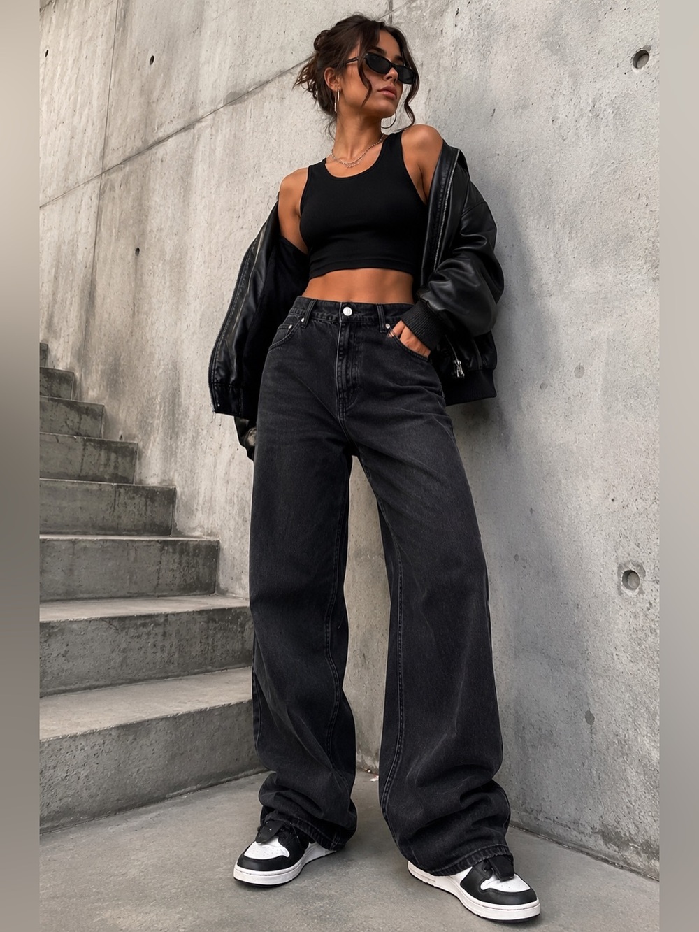 Aeropostale Black High Rise Baggy Straight Leg Jeans Size 14 NWT 90s Y2K Denim